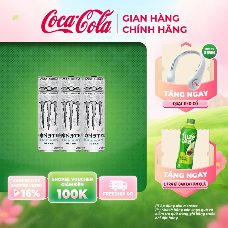 Lốc 6 Lon Nước Tăng Lực Giải Khát Monster Energy Ultra Zero 355ml/Lon Sale 10.10 Coca-Cola Beverages VN_TT