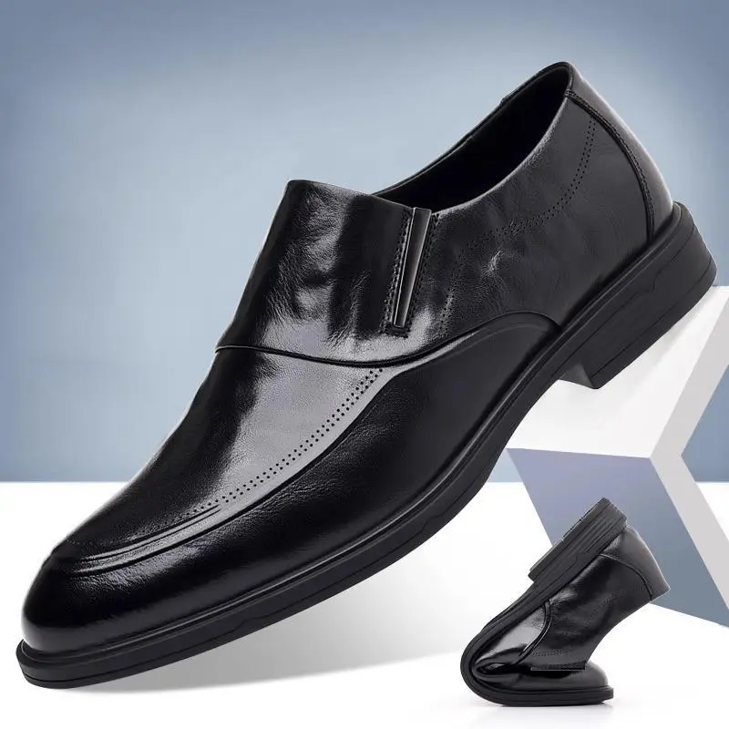 Sepatu kulit sapi asli pria terbaru tahun 2025, cocok untuk berbagai pakaian, anti licin, sepatu santai, tidak membuat kaki berbau, sepatu pria. 0