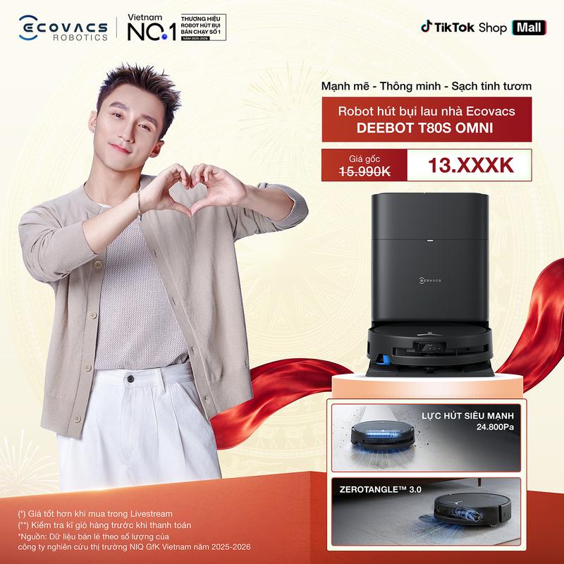 Ecovacs Deebot T80S Omni 2027 Robot hút bụi lau nhà | Bảo hành 24 Tháng Chính…