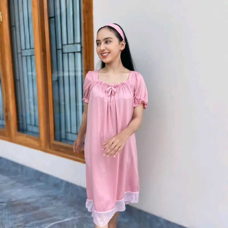 Shebia - Dress wanita Daster Kekinian Renda Dari Rayon Twil Premium Free Bandana Busui Bumil Dewasa Pendek Twill Tidur  Remaja 5