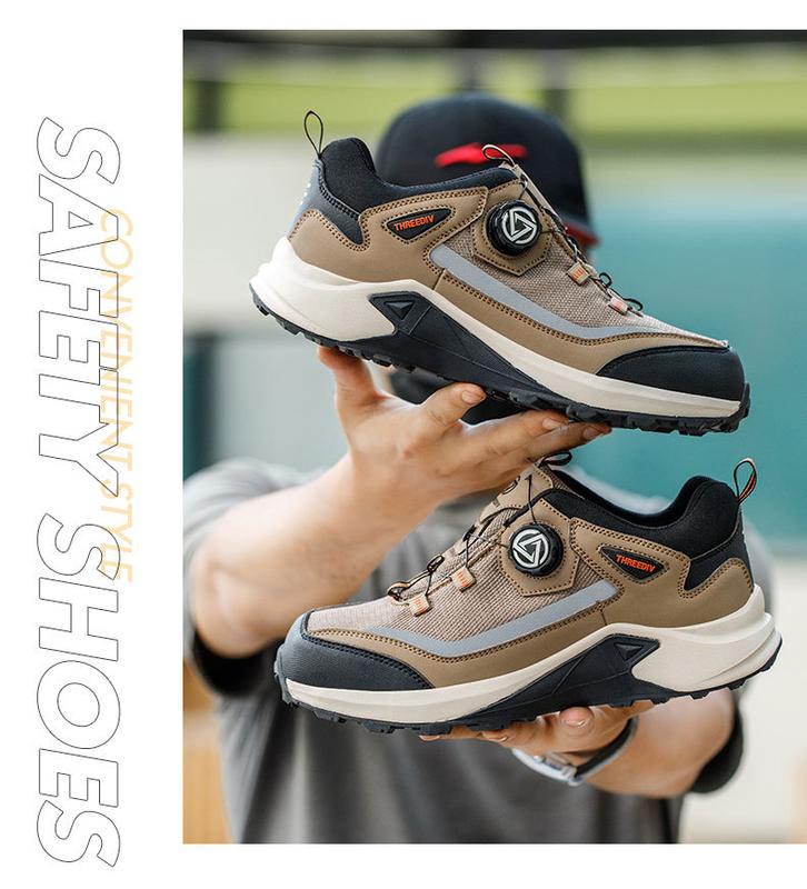 Product Introduction of Four Seasons Button Safety Shoes Men's Anti-Smashing and Anti-Penetration Breathable Steel Toe Cap Non-Slip Wear-Resistant Safety Shoes 4