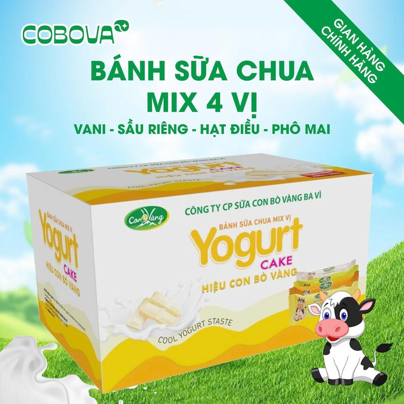 1KG Bánh Sữa Chua Thơm Ngon Mix 4 Vị Vani hạt điều phô mai sầu riêng - Đặc Sản Ba Vì thương hiệu COBOVA