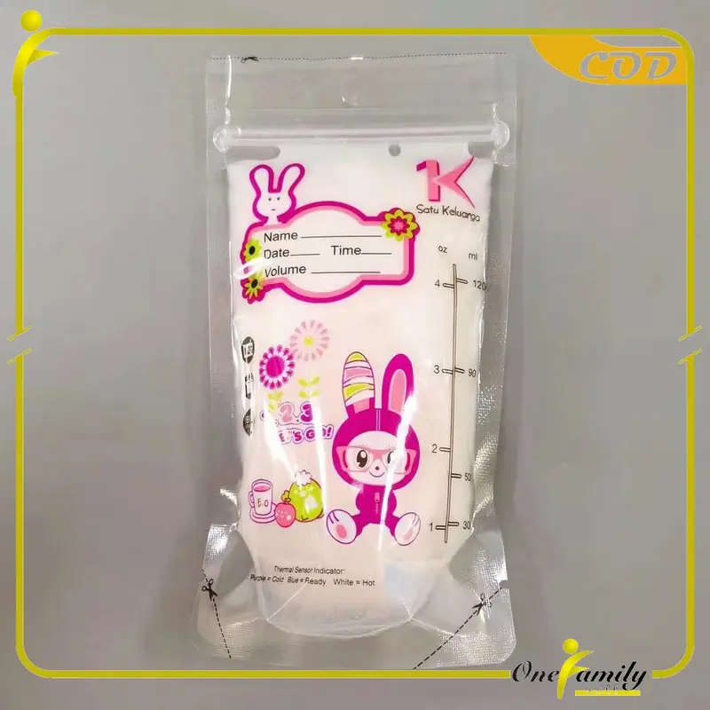OFM C264 Kantong Asi 120ml Isi 30 dengan SENSOR TERMAL Plastik Asi Tas Penyimpanan ASI BEBAS BPA 1