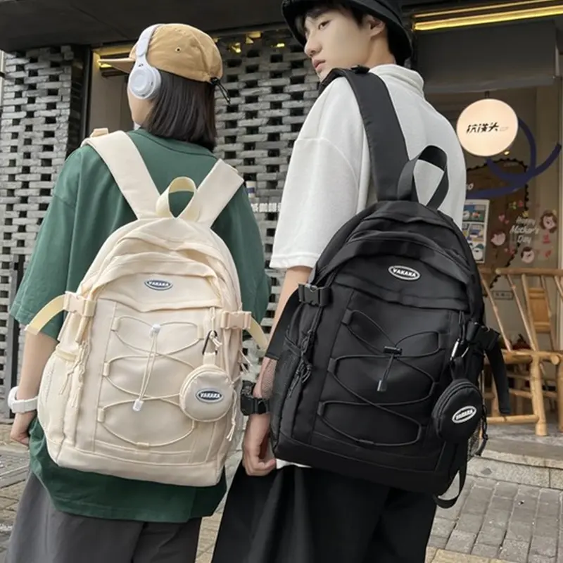 Luoffani Tas Ransel Wanita Kekinian Unisex Tas sekolah Muat Banyak Stile Gaya Korea