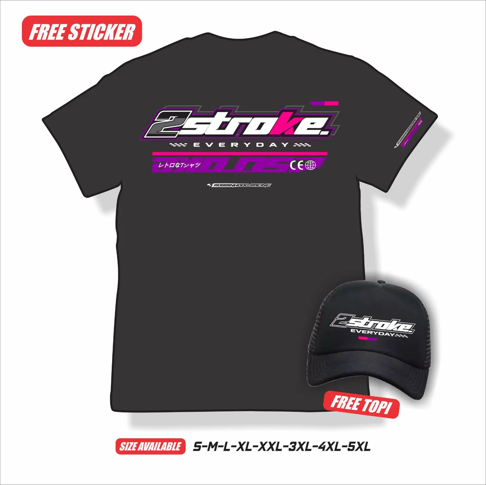 (FREE STICKER & TOPI) T-Shirt 2 Stroke everyday 2stroke Lovers Kaos 2 Tak Bahan Combed 30s Premium Distro Katun