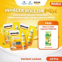 Gambar [GRATIS NATUR-E SKINSTART] TRIPLE PACK Decolgen Inhaler Roll On 3-IN-1 Inhaler Aromaterapi & Roll On untuk Hidung Tersumbat, Pusing, Masuk Angin dan Relaksasi dengan Sensasi Lemon Menyegarkan - [GWP] Lemon 2pcs + P.Mint 1pcs + Free Natur-E dari Darya Varia Kota Tangerang 4 Tokopedia