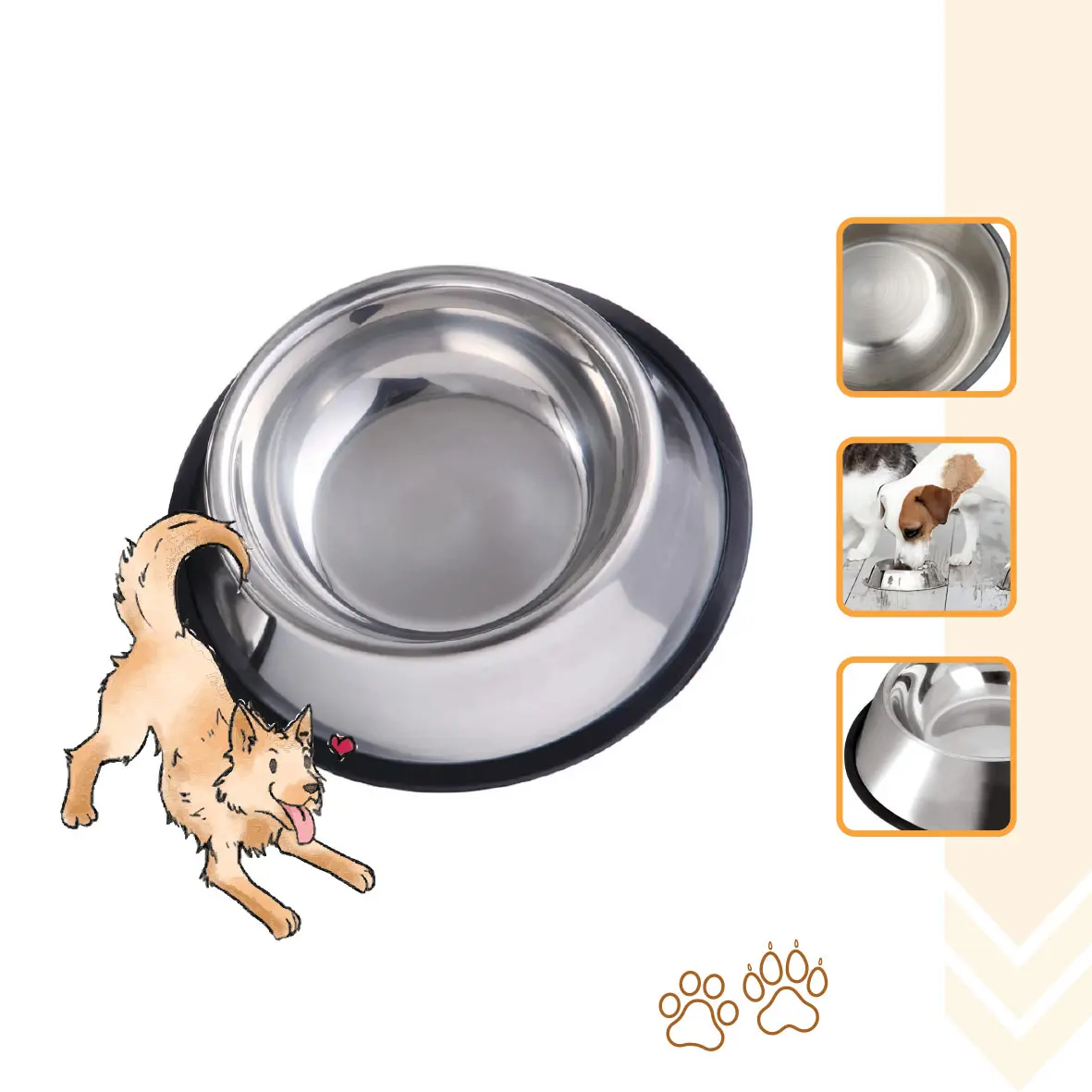 Mangkok Makan Stainless | Mangkok Makan Kucing Dan Anjing| Mangkok Single Untuk Makan Dan Minum Hewan
