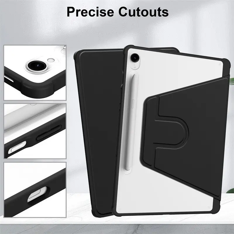LEVINO Casing Compatible for Samsung Tab A9 A9 Plus S7/S8 Plus S7/S8 FE Plus Tab A8 S6 Lite Smart Magnetic Case Support Auto Lock 360 Rotation Acrylic 4