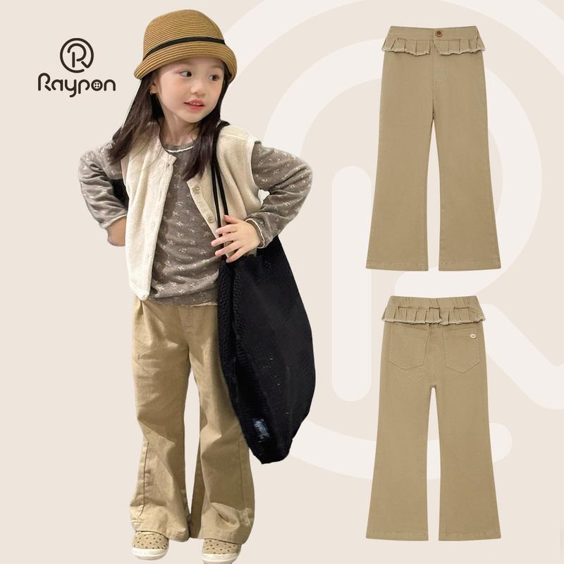 【6571 Quần Phong Cách Hàn Quốc Cho Bé Gái Quần Dài Ống Loe Thường Ngày Và Hợp Xu hướng Cho Bé 8-28KG Hàng Mới Về Mùa Thu 2025 Áo thun cờ Quần leggin đùi Áo thun cờ Áo thun cờ quan chobe gai quần jean đùi nữ cho bé gái quần jean đùi nữ cho