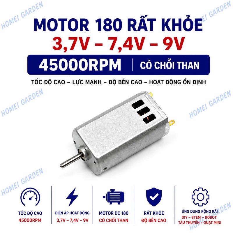 Motor 180 Rất Khỏe 3.7V 7.4V 9V 45000RPM Có Chổi Than – Động Cơ DC Tốc Độ Cao…