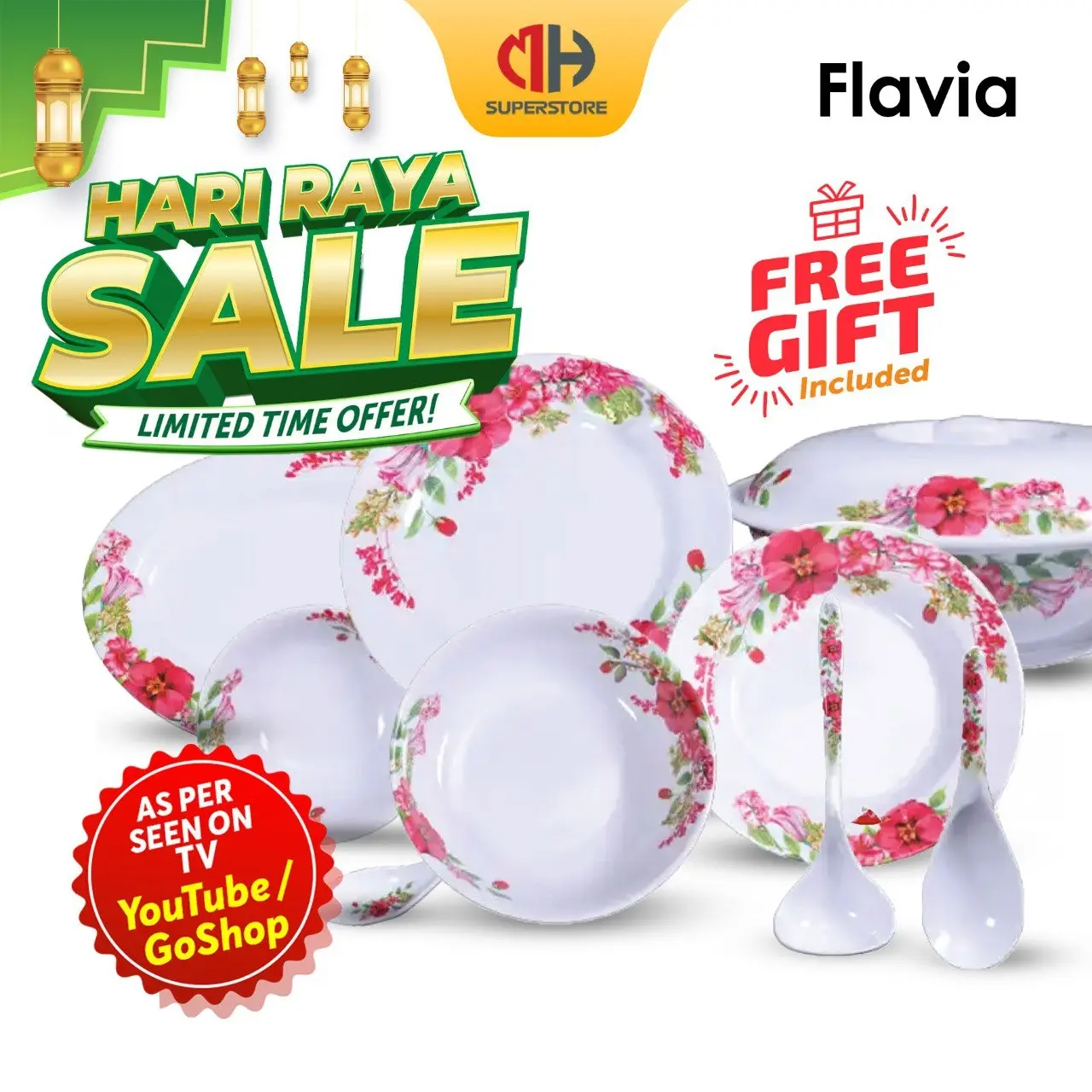 FLAVIA Orquidea Melamine Dinnerware Set [31 pcs]