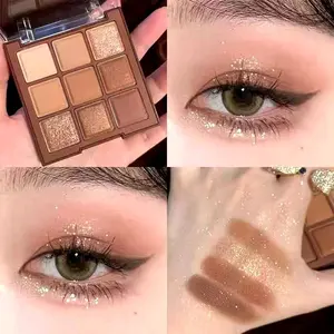 Eyeshadow Pallete 9 Warna Chocolate Natural Glitter and Matte Amys Diary Pigmented