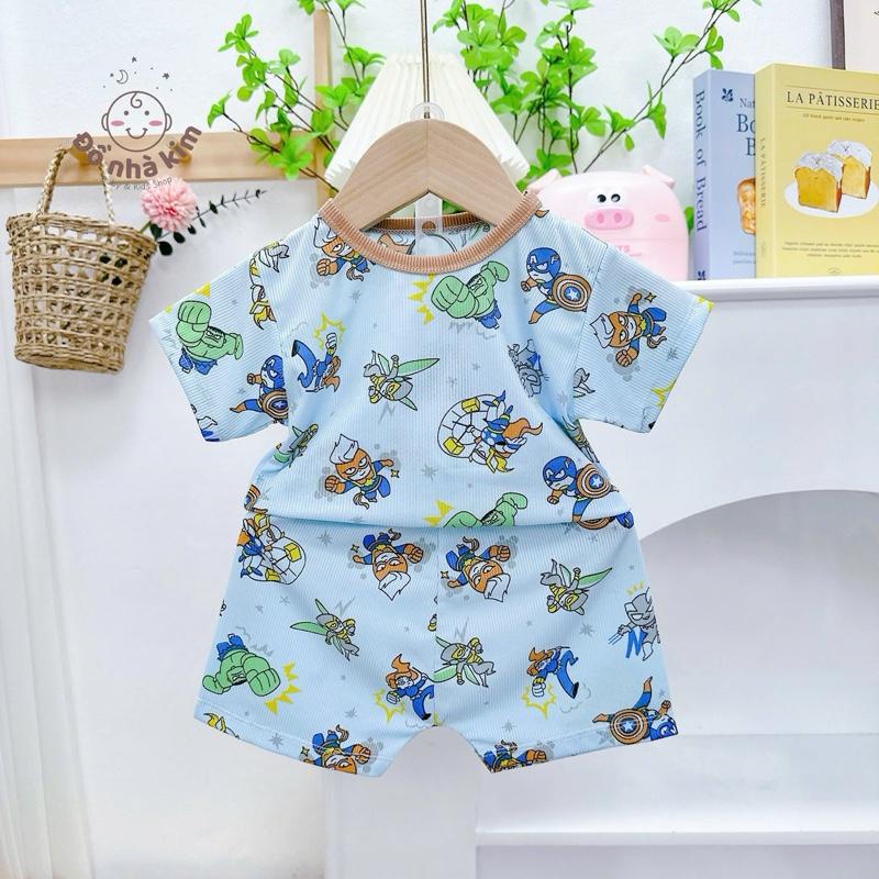 (CT) Set 5 tặng 1 = 6 bộ quần  áo cộc tay chất tăm lạnh mềm mịn nhiều hoạ tiết xinh cho bé 0-5 tuổi (5-16kg)