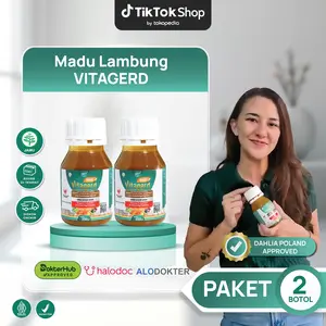 Vitagerd Madu Herbal Paket 2 Botol Berat Bersih 350 Gram Solusi Terbaik Asam Lambung Halal & Bahan Pilihan