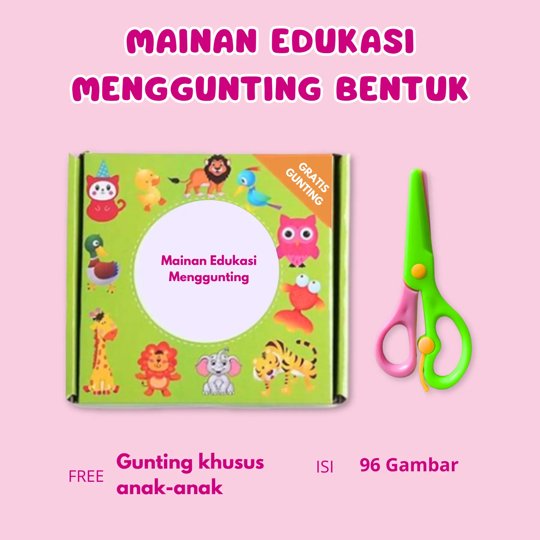 [KJ] Mainan Edukasi Anak Paper Cut Activity - 96 Lembar Kertas Warna & Gunting Gratis DIY Bentuk Mengunting Kreatif Imajinatif Alat Belajar