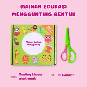 [KJ] Mainan Edukasi Anak Paper Cut Activity - 96 Lembar Kertas Warna & Gunting Gratis DIY Bentuk Mengunting Kreatif Imajinatif Alat Belajar