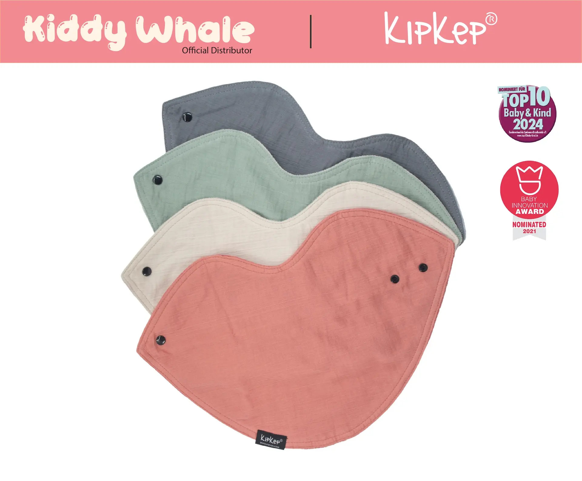 KipKep 3-in-1 Versatile Hydrophilic Cotton Bib, Burp Cloth, and Bandana for Babies, Pack of 2