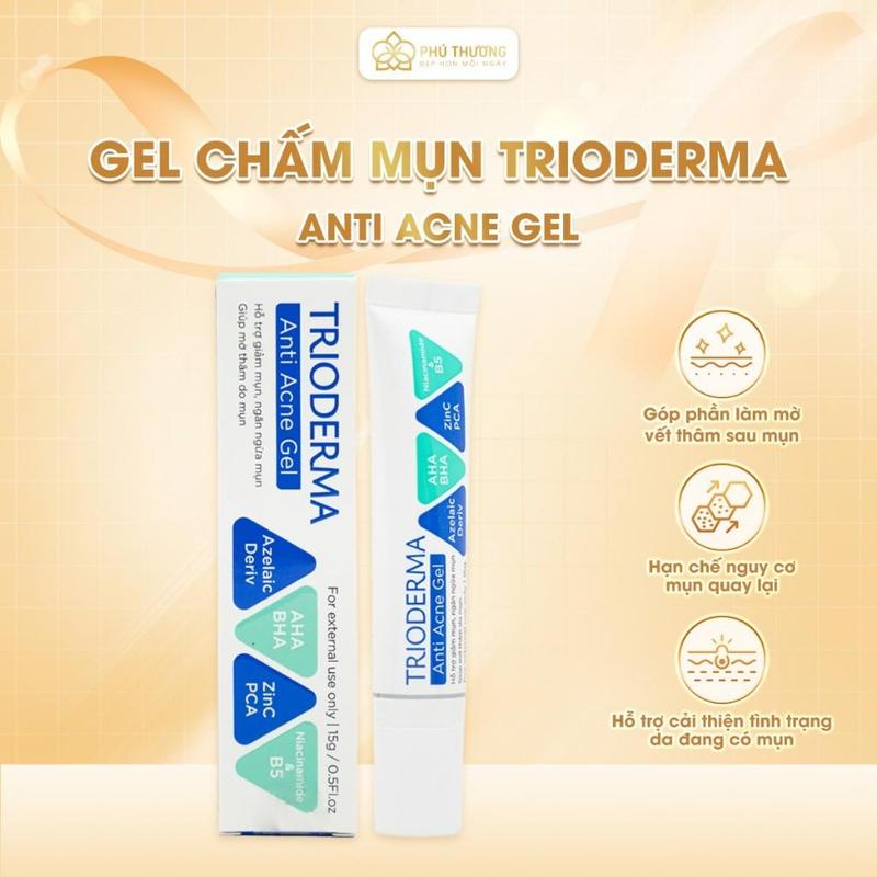 Gel Chấm Mụn Trioderma Anti Acne Gel Gom Cồi Mụn, Mờ Thâm, Hộ Trợ Cải Thiện…