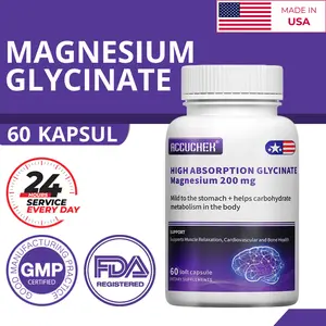 Magnesium Glisinat, 200mg, membantu merelaksasi otot, meredakan stres, meningkatkan kualitas tidur