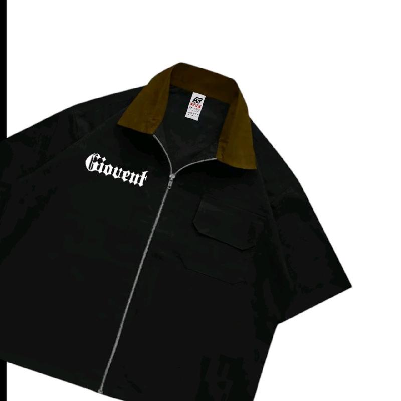 Giovent Work Shirt Zipper Boxy Kameja Kerja Casual Black "Civilized" 4