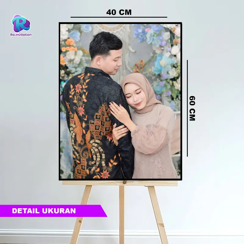 CETAK FOTO UKURAN 16R 40X60 CM + BINGKAI FRAME BLOCK  ( WEDDING SIGN / WALLDECOR / WEDDING FOTO) Paku 1