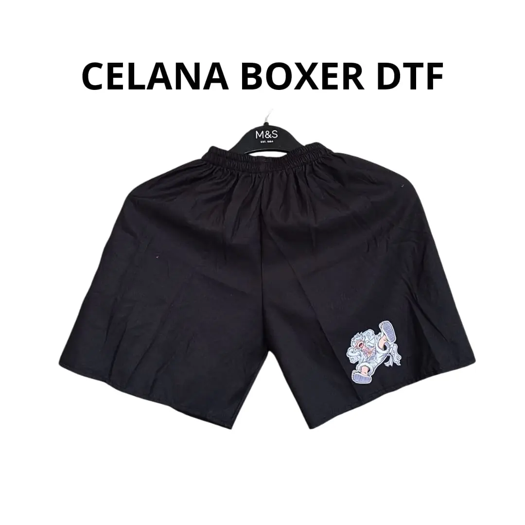 Eceran Boxer Polos Motif,Sablon DTF Premium. Boxer Viral Bahan Katun.  Celana Hitam Santai Pria Unisex Dewasa
