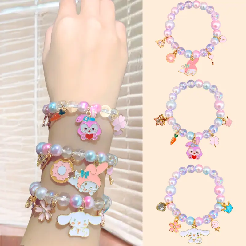 Gelang Korea/gelang kristal/Gelang mutiara anak lucu/Aksesoris manik-manik ombre