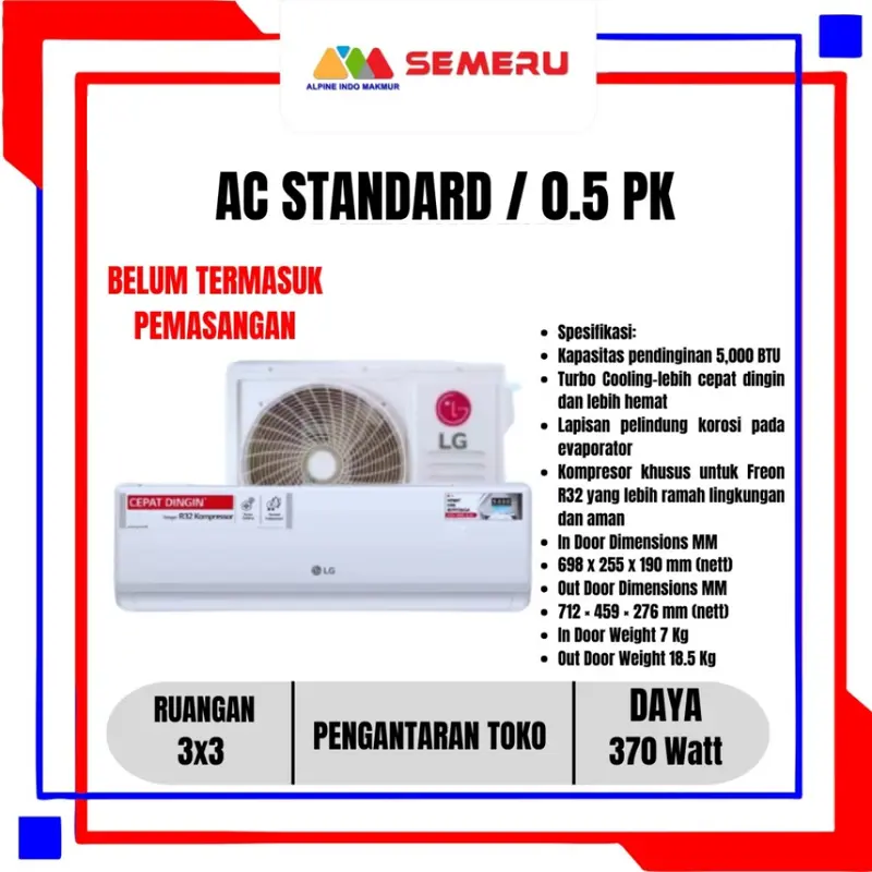 AC STANDARD LG NEW Hercules Air Conditioner Standard Unit Only Khusus Makassar 1