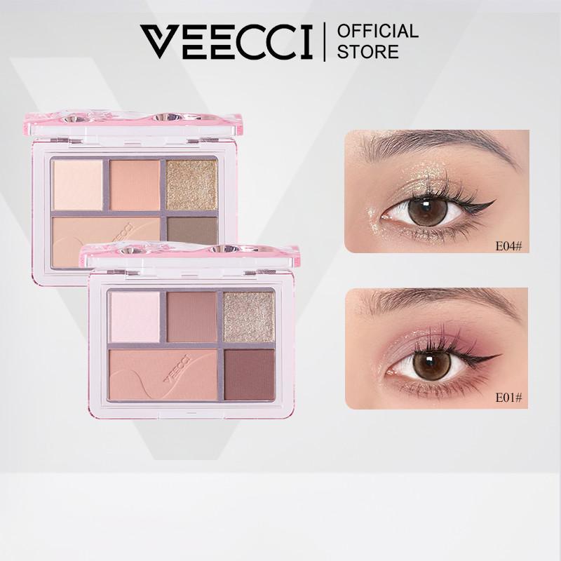  VEECCI Bảng Phấn Mắt Năm Màu Ánh Ngọc Trai Lấp Lánh Tông Đất Cho Người Mới Bắt Đầu 5.2g 