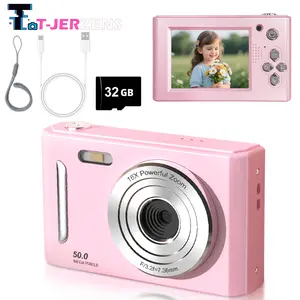 【Kado Hari Raya Kekinian】 Kamera digital layar warna 2.4 inci, perekaman video 1080P, foto 50MP, dukungan multi-bahasa, penyimpanan 32GB, dilengkapi dengan permainan tabel perkalian, daya tahan baterai lama, cocok untuk pemula. Camera