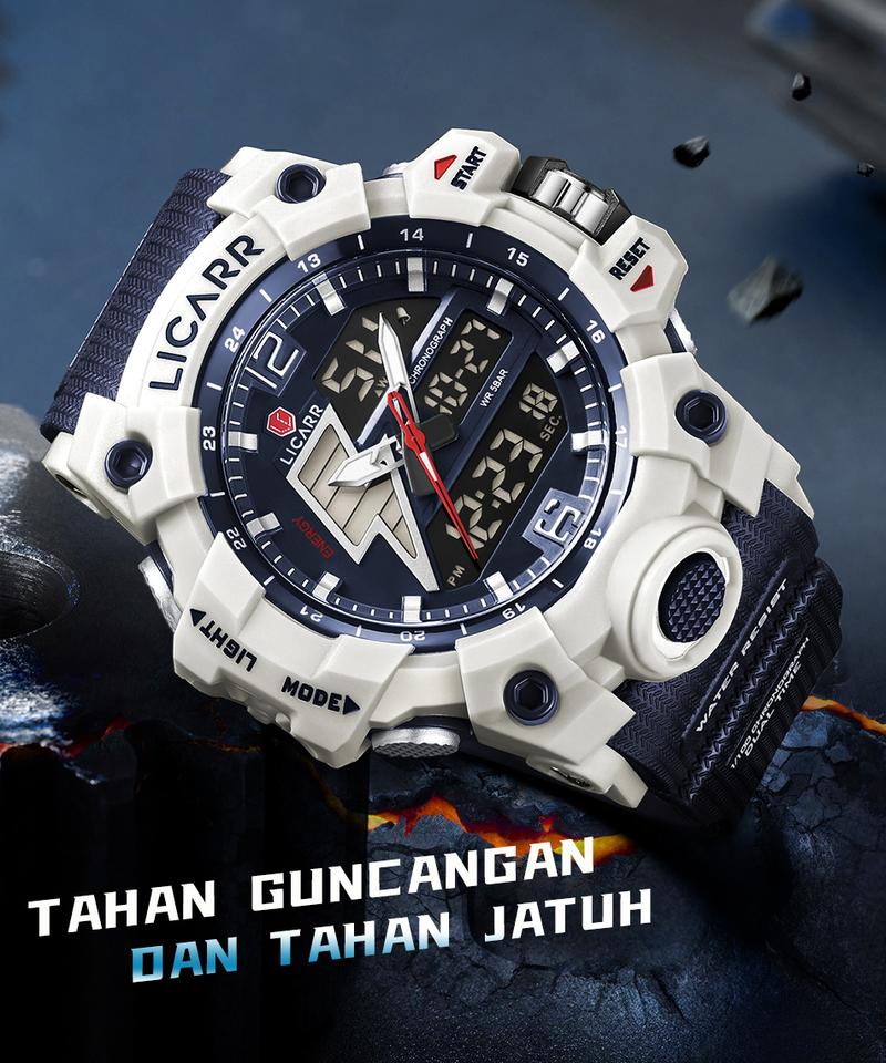 Product Introduction of LICARR Jam Tangan Pria Olahraga Analog-Digital Fashion Tahan Air Santai Kuarsa Jam Tangan Cowok Original Merek Stopwatch 9528 41