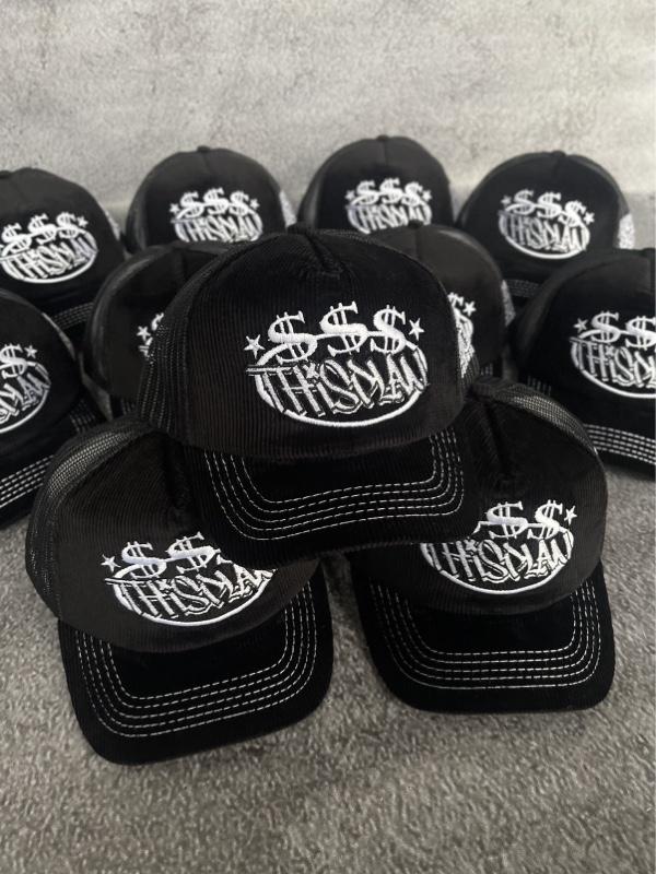 Topi Jaring Trucker hat Corduroy Dollar Black Thisplan original