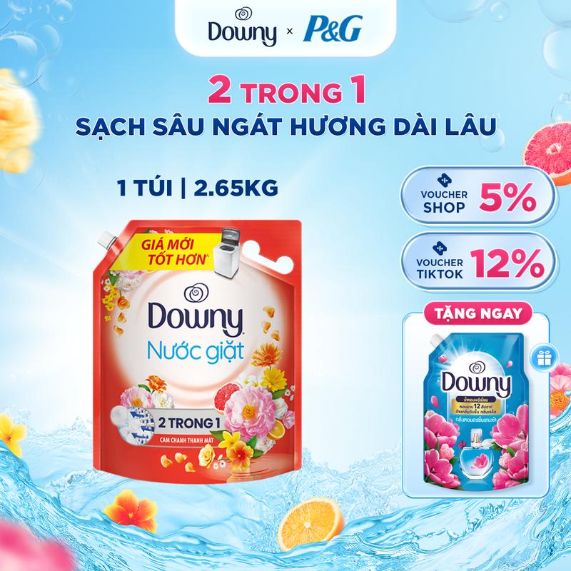 [Mua 1 tặng 1] Downy nước giặt 2.65kg tặng Nước xả vải Downy 750ml/800ml (Dạng Túi)