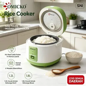 COD Rice Cooker OMICKO 1.2L 1.8L – MC-101/MC-108, Nasi Pulen, 3 Fungsi Masak Hangat Kukus, Praktis Untuk Rumah