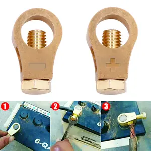 1Pasang Kepala Aki Mobil Tahan Lama Penjepit Kabel Kawat Baterai Menebal Konektor Tembaga Murni