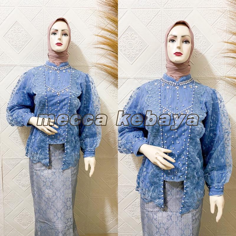 Kebaya Kutubaru Tille Bordir Premium Part 1 | Kebaya Kutubaru Payet Tangan Balon| Kebaya Modern Wisuda Dress Kerah Baju Kondangan Pesta Wanita Setelan Atasan Motif Tunik 1
