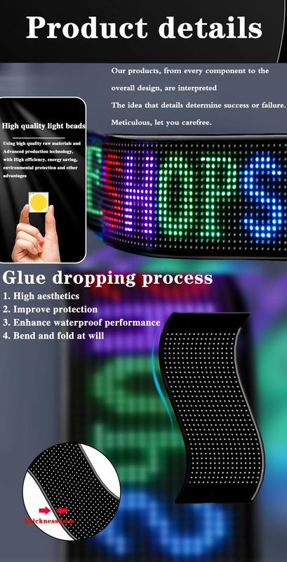 Product Introduction of Led Matrix Screen Panel RGB Color Flexible Display Screen Waterproof LED Module Light DIY APP Program Hat Word Scroll Display 20