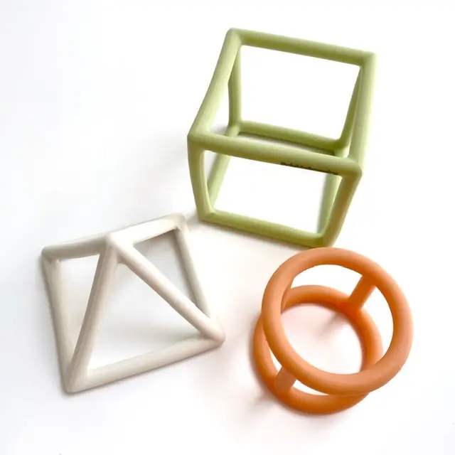 Geometric Silicone Teether (orange green)