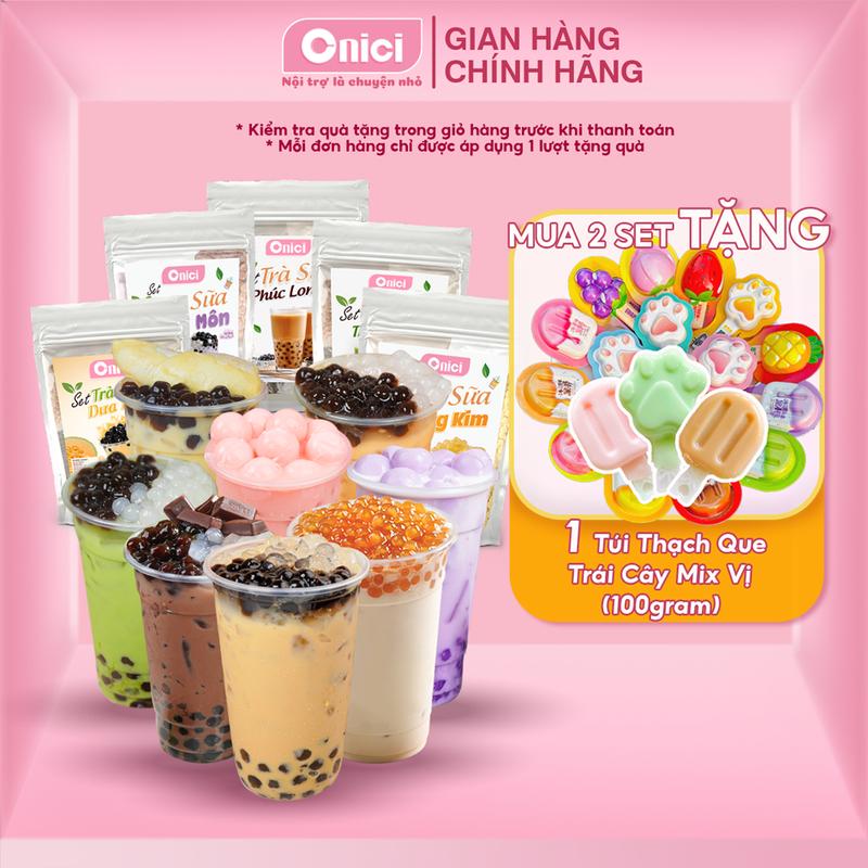  Set Trà sữa trân châu  set nguyên liệu làm Trà sữa Phúc Long 35 ly  9 vị BẾP CỦA MẸ ONICI - kèm Công Thức nấu - Topping trân châu 