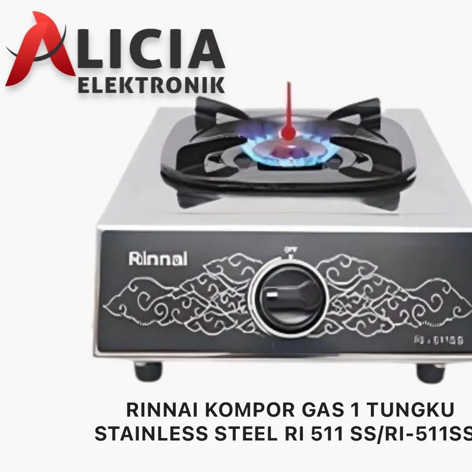 RINNAI KOMPOR GAS 1 TUNGKU STAINLESS STEEL RI 511SS/RI-511SS