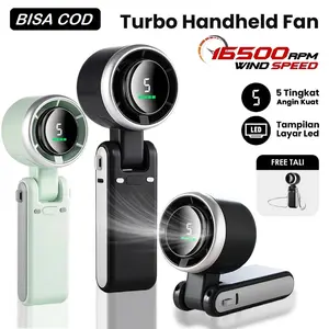 Kipas Mini Lipat Type N607 Portable Turbo Fan 5 Tingkat Kecepatan Angin Dengan Display LED Baterai 20000mAh Tahan Lama