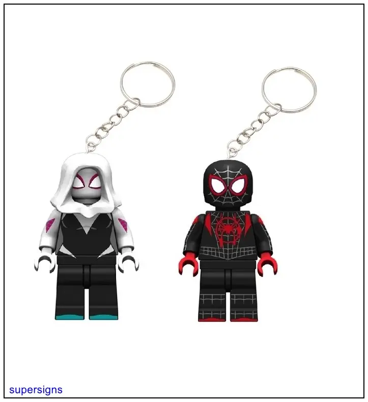 Compatible with LEGO Spider-Man Keychain Parallel Universe Gwen Miles Keychain School Bag Pendant Student Gift