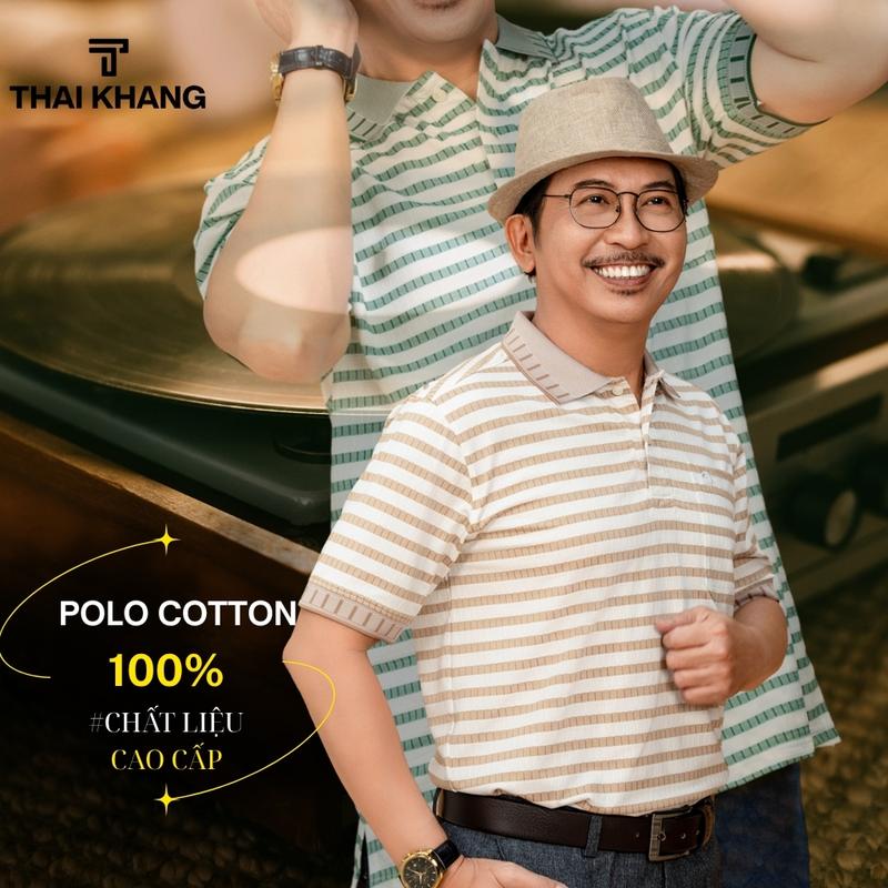  Áo thun trung niên Thái Khang loại áo polo cao cấp cho bố vải cotton hồ lạnh siêu mát ALUX76 Menswear Nam Shirt Ngắn Tay Có Cổ 