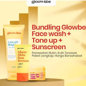 Glowbe Skincare Series – Face Wash Low pH, Moisturizer, Tone Up & Sunscreen SPF 40 PA++  Facial Membersihkan Perawatan Wajah Exfoliating Pelembab Muka Berminyak Kering Aging Niacinamide