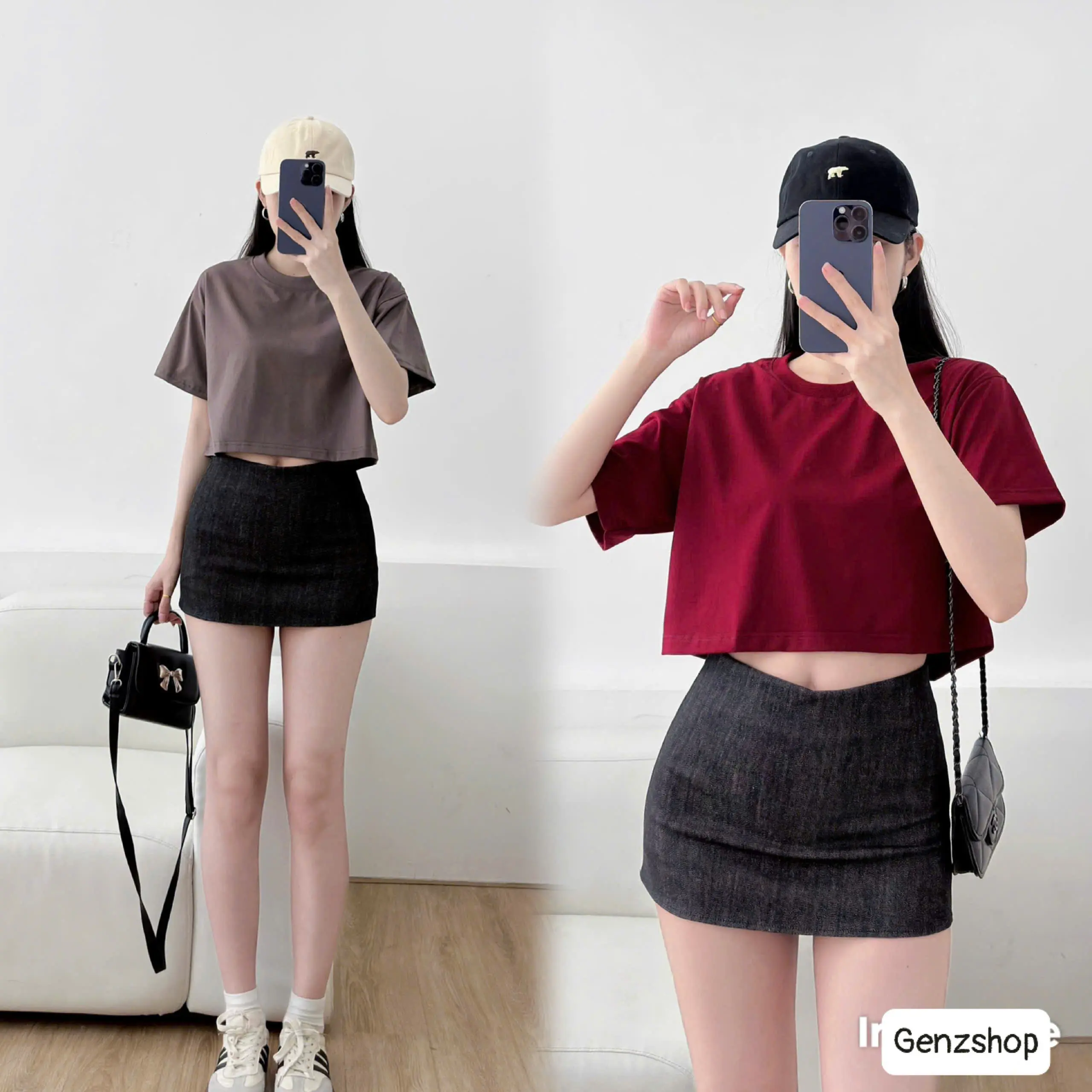 ÁO THUN CROPTOP TRƠN FORM RỘNG TRẺ TRUNG Mùa Hè Nữ  Cổ Tròn