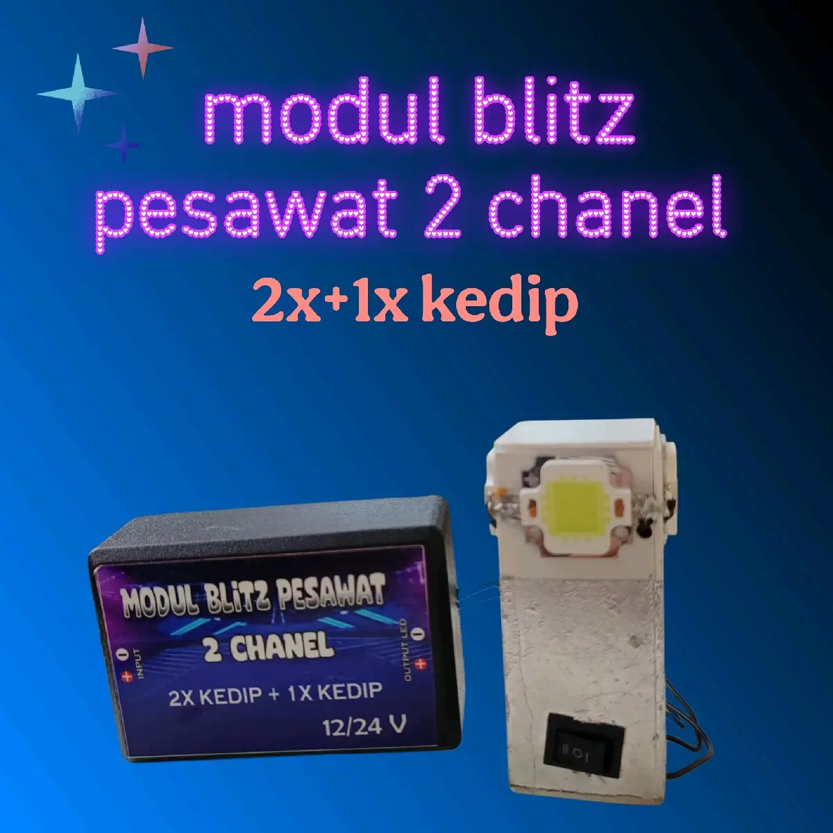 Modul Blitz Pesawat Lampu Rakitan 2x Kedip 12/24 Volt Led Control Remote Toy