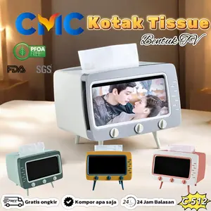 CMC[COD]Kotak Tissue Box Organizer  Bentuk TV Handphone Holder Tempat Tisu / Tissue Box Organizer Bentuk TV Tempat Tisu + Stand Phone Holder Portable/C-512