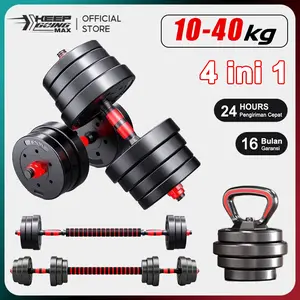 10kg/20kg Adjustable Weight Set, Konversi Dumbbell & Barbell - Alat Fitness Rumah + Sarung Tangan & Pelindung Pergelangan Tangan Gratis (Set Pemberat Bisa Diatur)