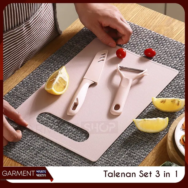 Pisau Set Talenan 3 in 1 Pengupas Kulit Buah Sayur Serbaguna Stainless Kitchenware 0