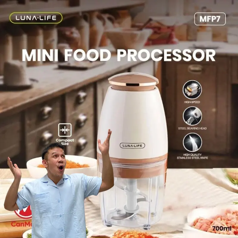 [Jordi Onsu Exclusive] LUNALIFE Blender MFP7 Mini Choper 700ml Giling Halus dan Kasar 4 Mata Pisau Tajam 0